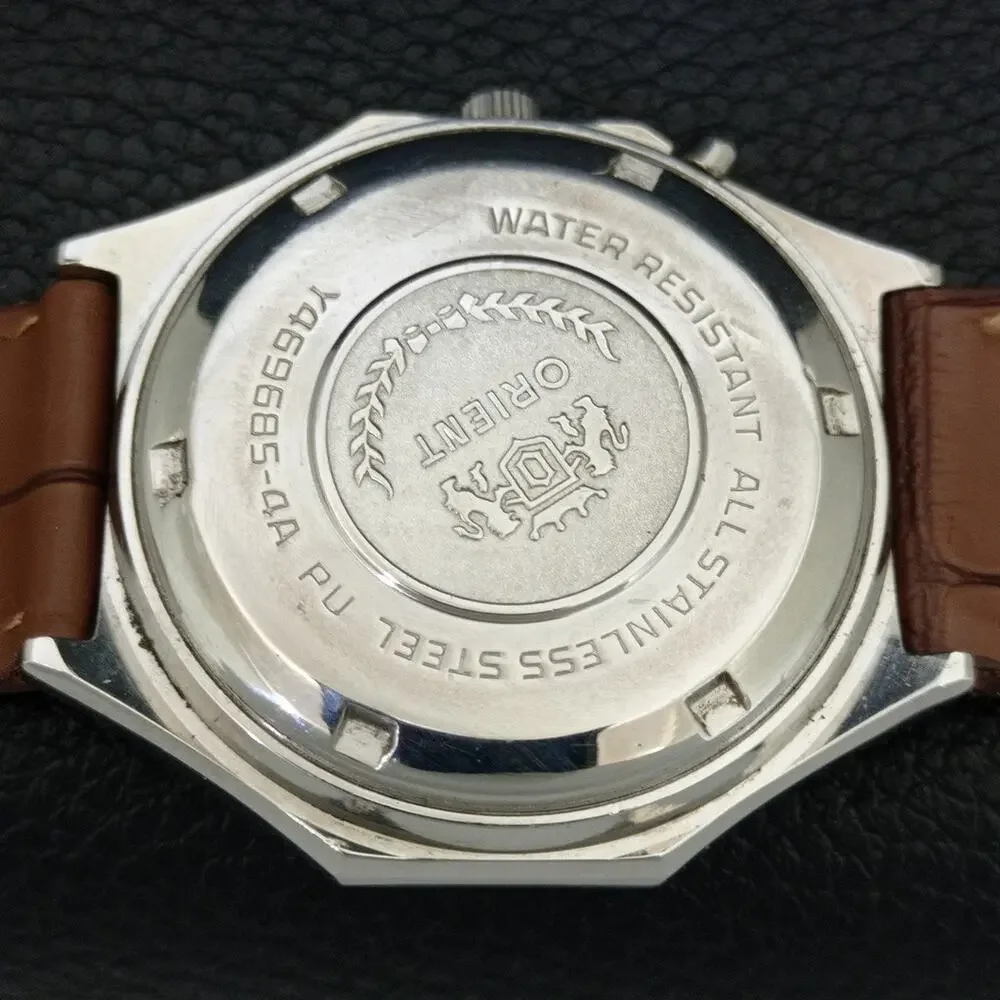 Vintage 1971 Orient Automatic Mens Silver Watch W/daydate & Patina accents